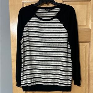 Liverpool Women's Striped Long Sleeve Top in Black and Gray